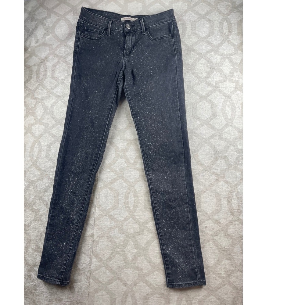 Levi's 710 Super Skinny Women 28 Black Good Paint Splatter Stretch Jeans